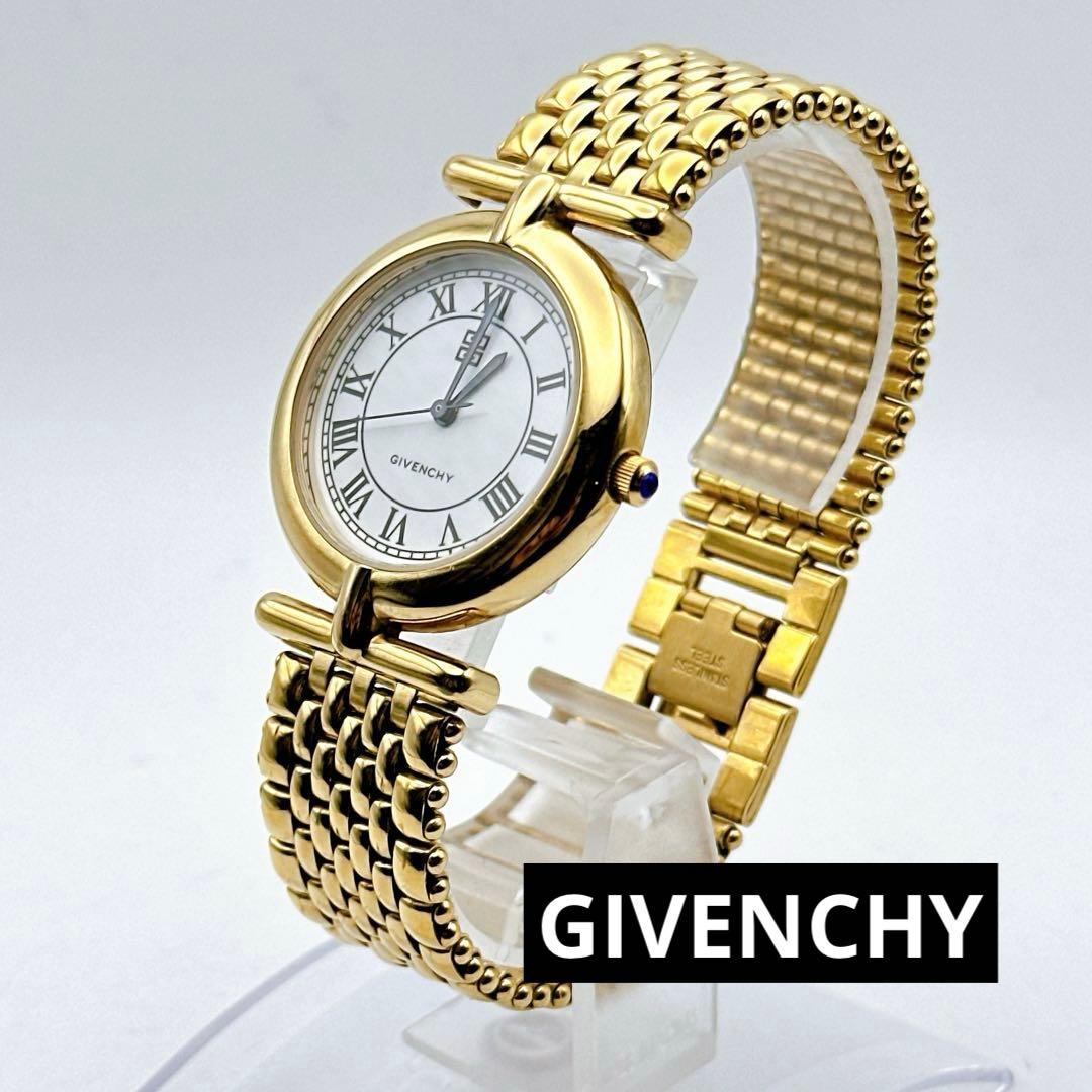 美品 稼動品 GIVENCHY ジバンシィ メンズ腕時計 ゴールド 白文字盤