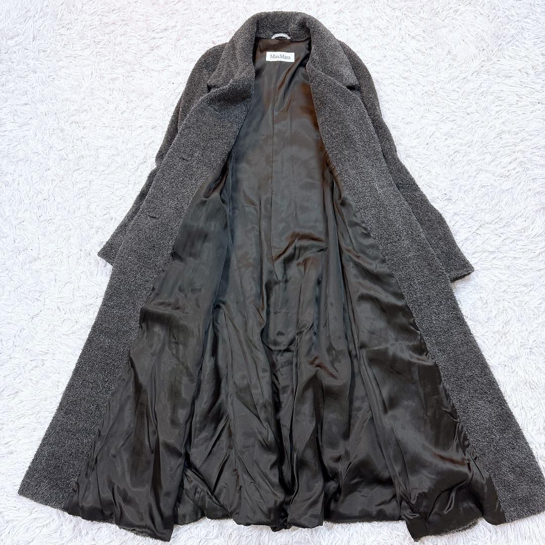 最高級白タグ【極美品】MaxMara アルパカシャギーマキシコート グレー 42