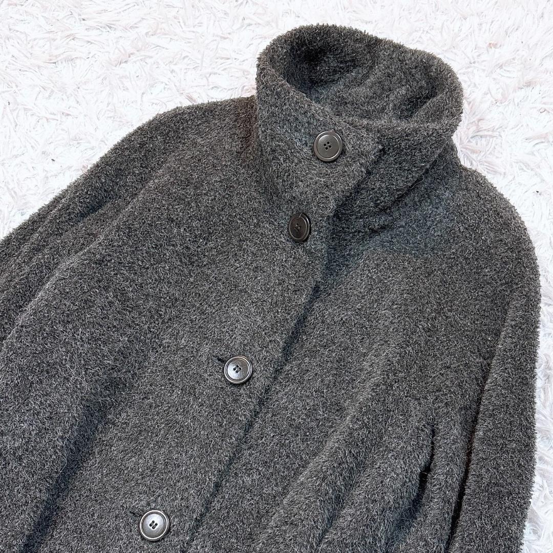 最高級白タグ【極美品】MaxMara アルパカシャギーマキシコート グレー 42