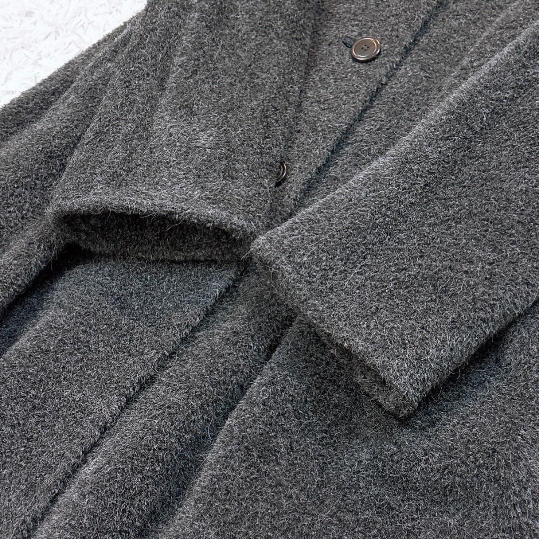 最高級白タグ【極美品】MaxMara アルパカシャギーマキシコート グレー 42