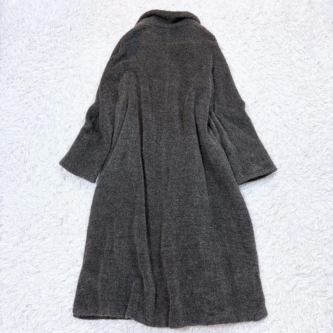 最高級白タグ【極美品】MaxMara アルパカシャギーマキシコート グレー 42