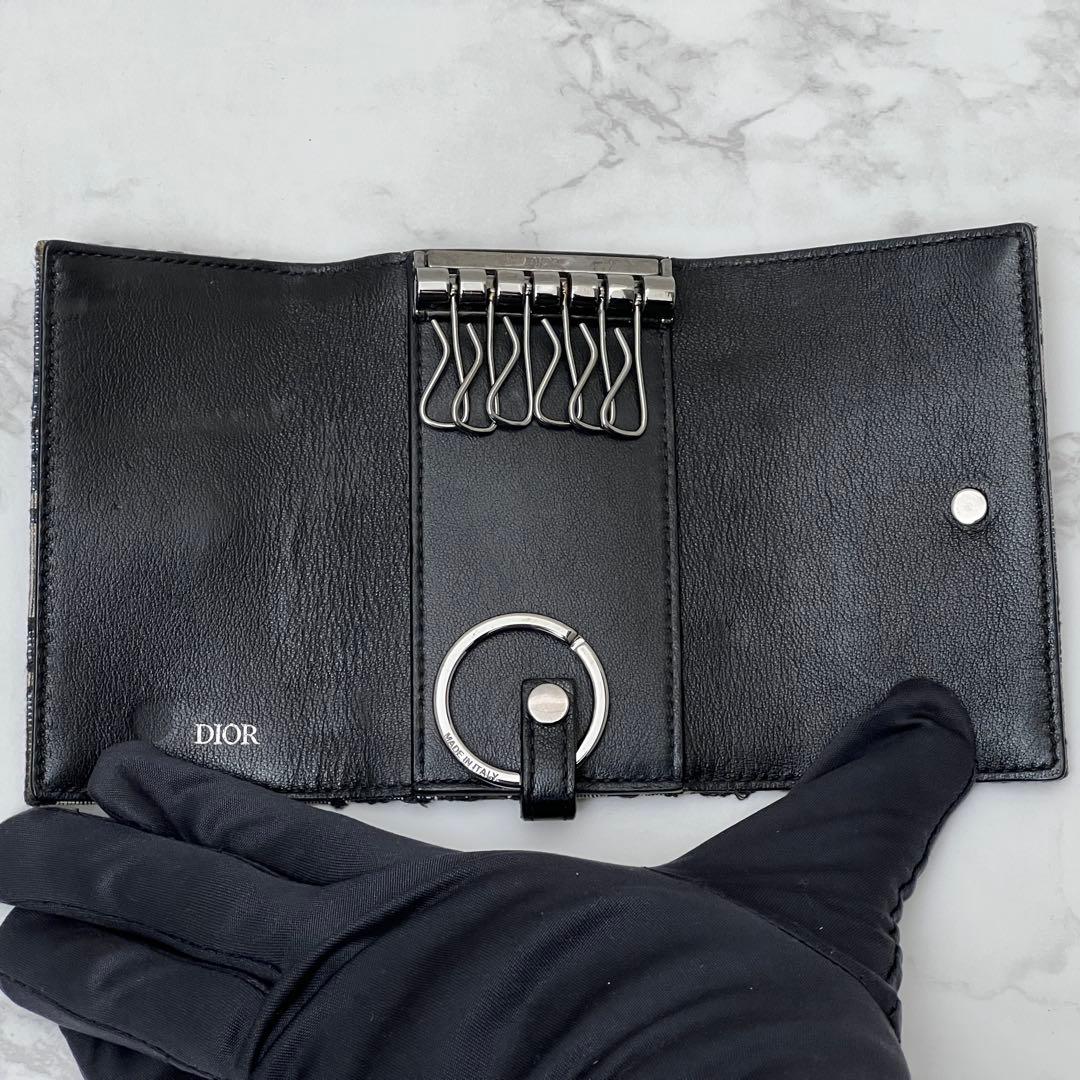 ディオール キーケース オブリーク ジャカード 現行品 ベージュ/ブラック