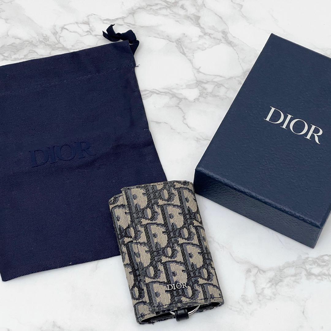 ディオール キーケース オブリーク ジャカード 現行品 ベージュ/ブラック