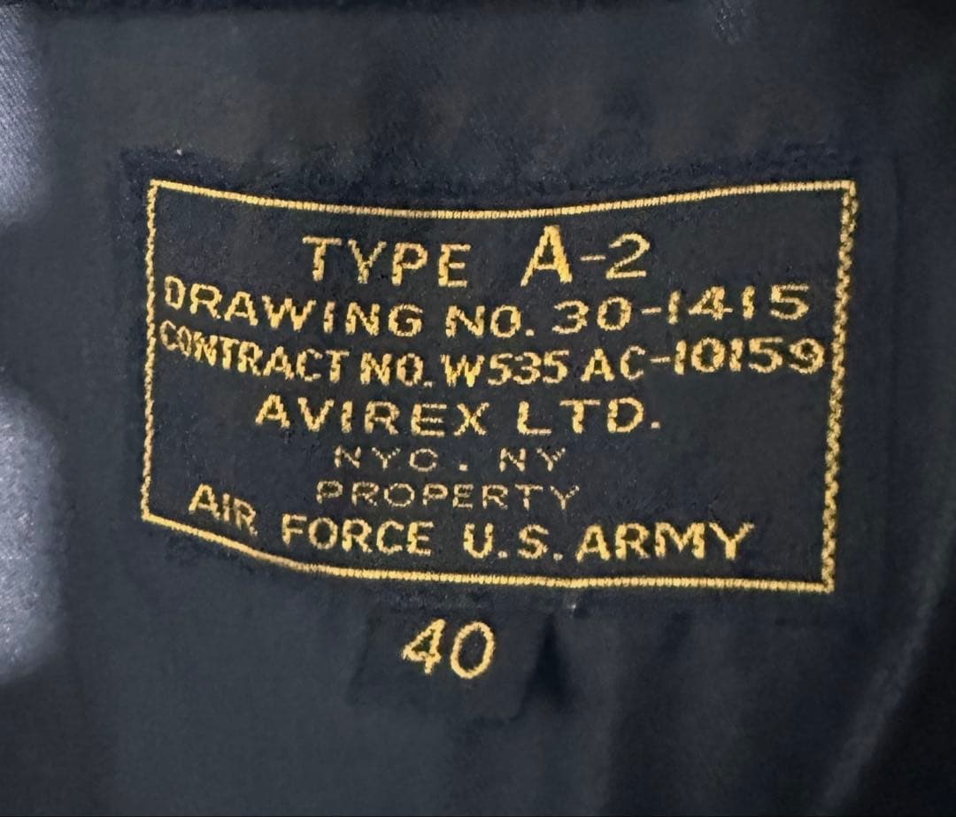 AVIREX TYPE A-2 フライトジャケット ブラック