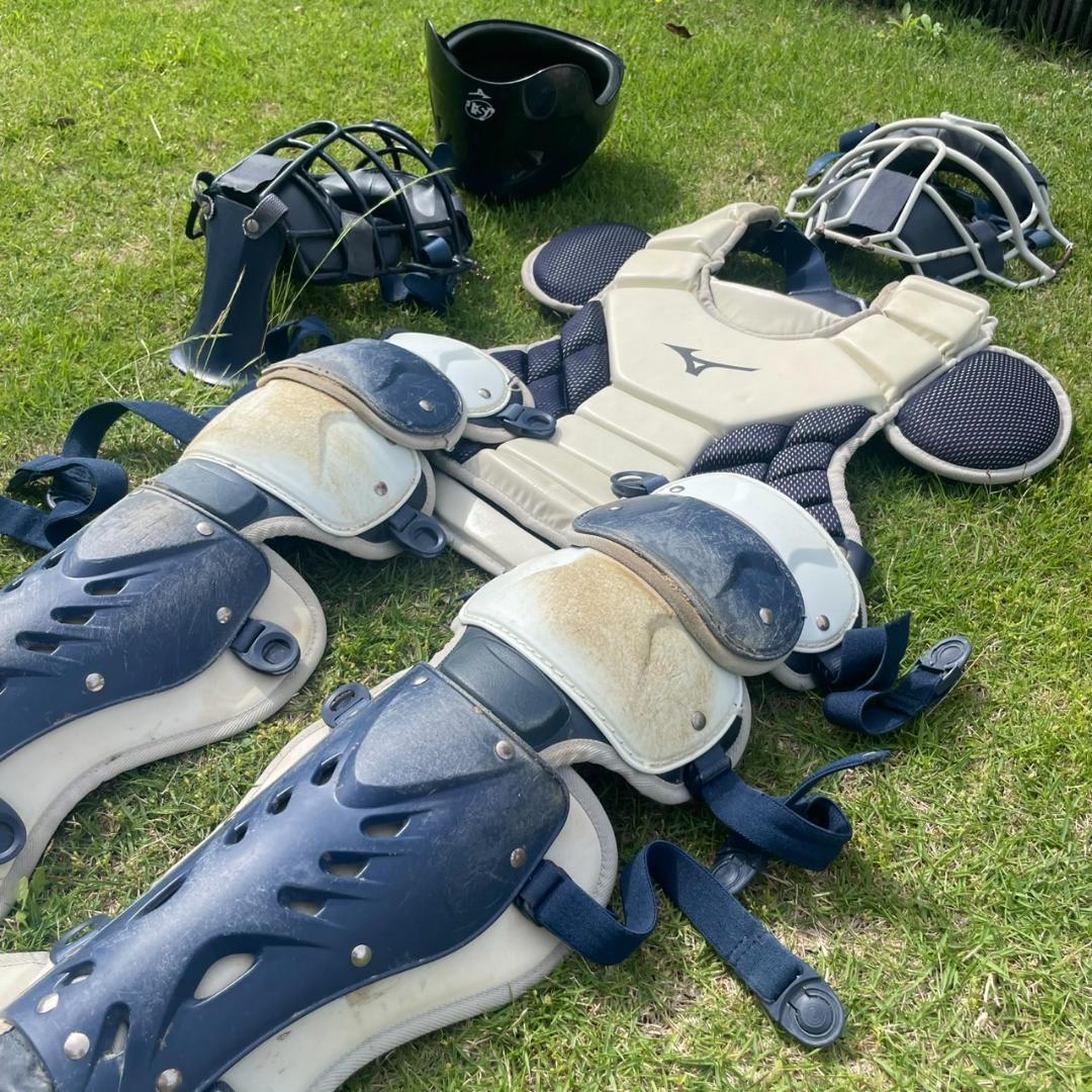 【美品】【中古】Mizuno Jr ジュニア用キャッチャー防具セット　面スペア付