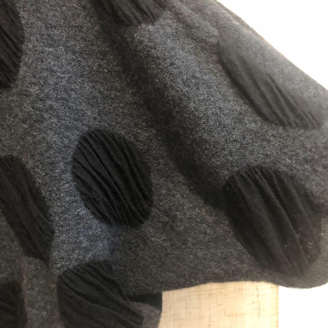 センソユニコ芽風グレー ドット柄 五分袖チュニック