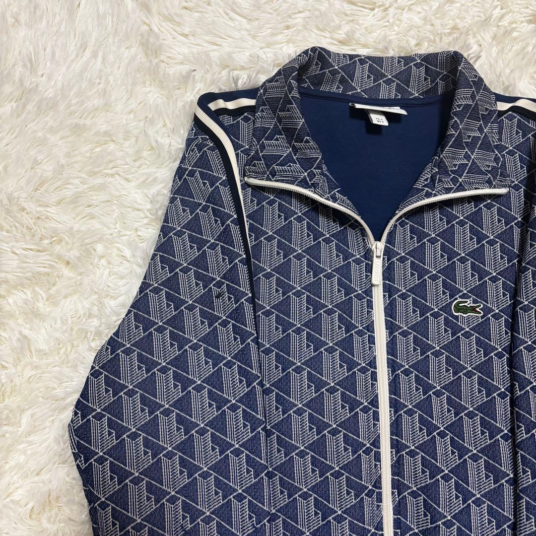 LACOSTE ラコステ 総柄トラックジャケット ワニロゴ ネイビー