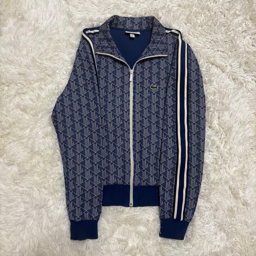 LACOSTE ラコステ 総柄トラックジャケット ワニロゴ ネイビー