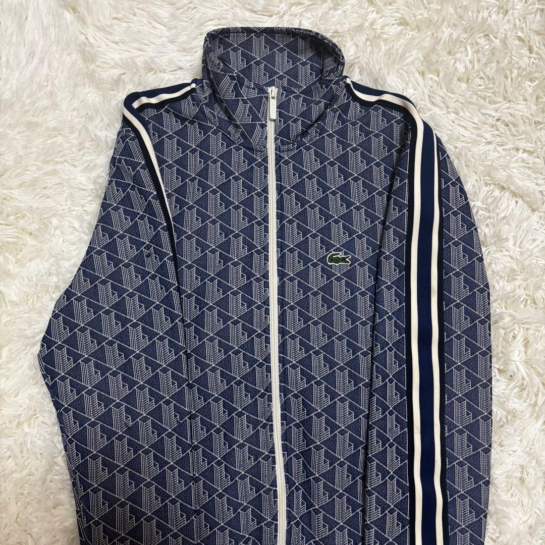 LACOSTE ラコステ 総柄トラックジャケット ワニロゴ ネイビー