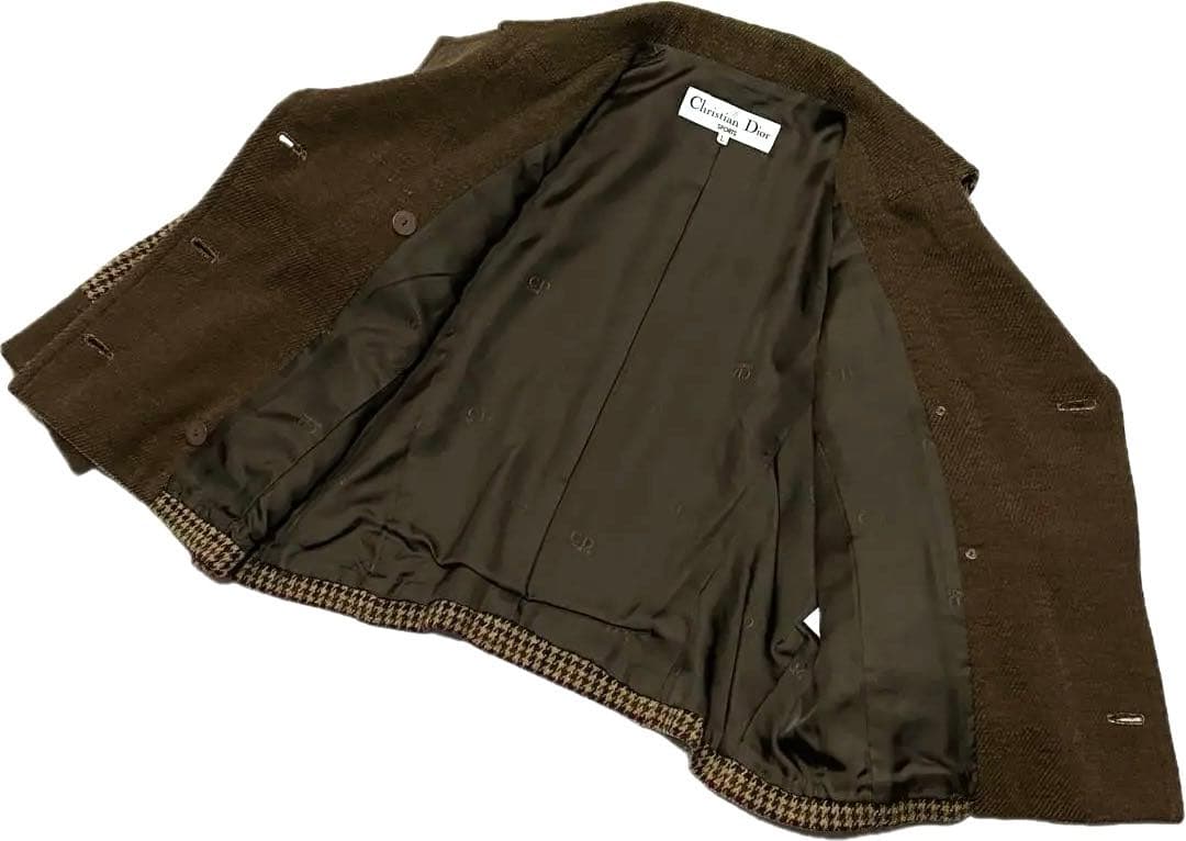 90s クリスチャンディオール/英国風/ウール チェック ツイードジャケット L