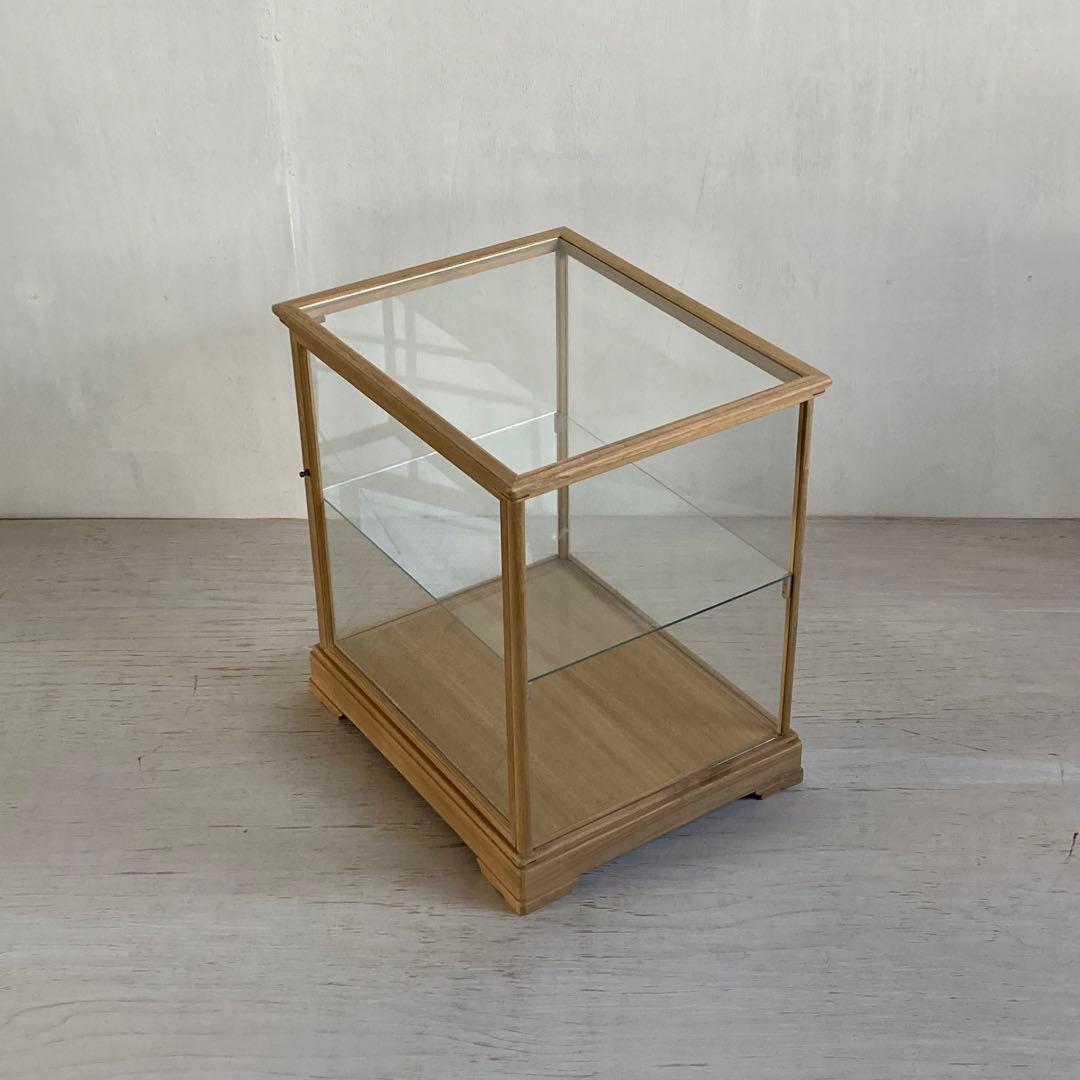 古い木製 ガラスケース 2段 ショーケース 展示ケース パンケース 店舗什器