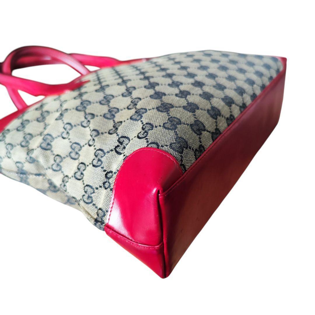 【美品】GUCCI グッチ GGキャンバス レザー トートバッグ レッド 赤