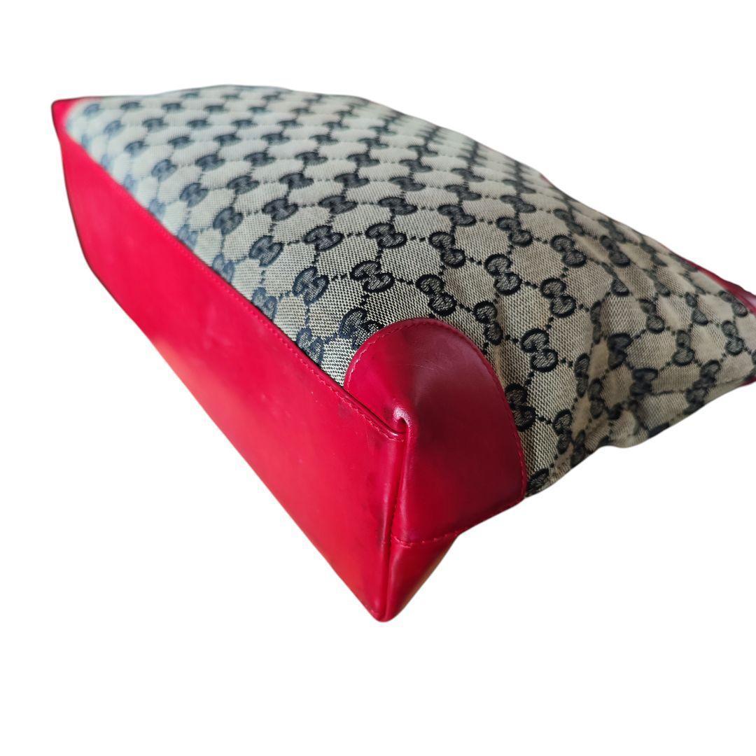 【美品】GUCCI グッチ GGキャンバス レザー トートバッグ レッド 赤