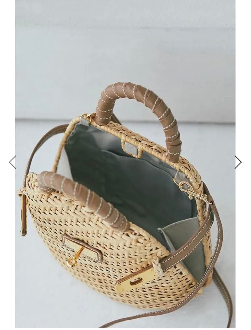 セブンテン　ベルトラタンミニバッグ(グレージュ)