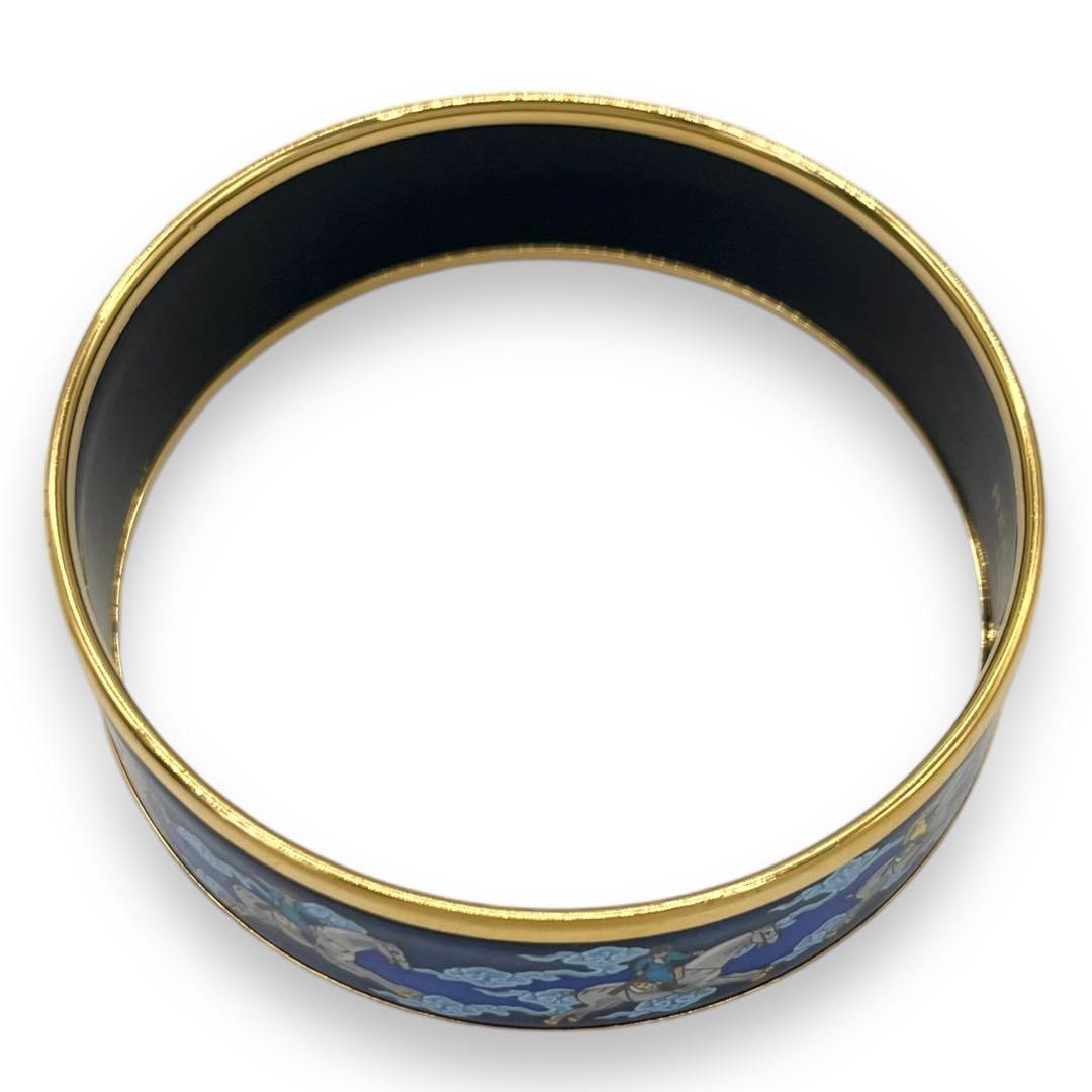 極美品■HERMES ブレスレット バングル エマイユGM ネイビー 七宝