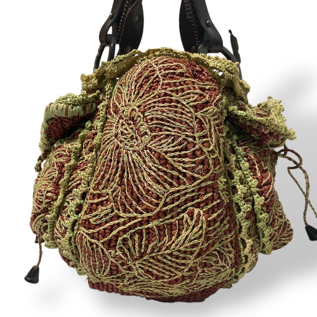 【ヴィンテージ】激レア　入手困難品　ジャマンピュエッシュ　ラフィアバッグ編み込み