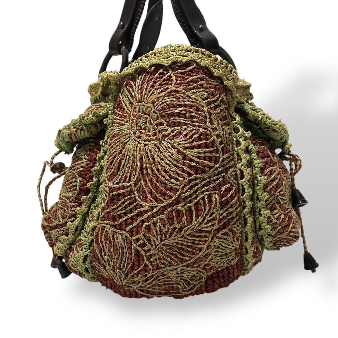 【ヴィンテージ】激レア　入手困難品　ジャマンピュエッシュ　ラフィアバッグ編み込み