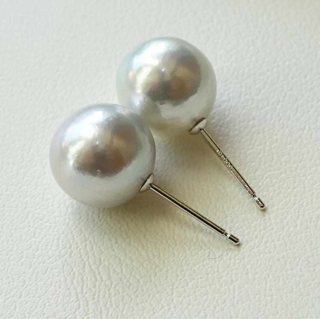 PT アコヤ真珠 ナチュラルグレーピアス 9.1ｍｍ