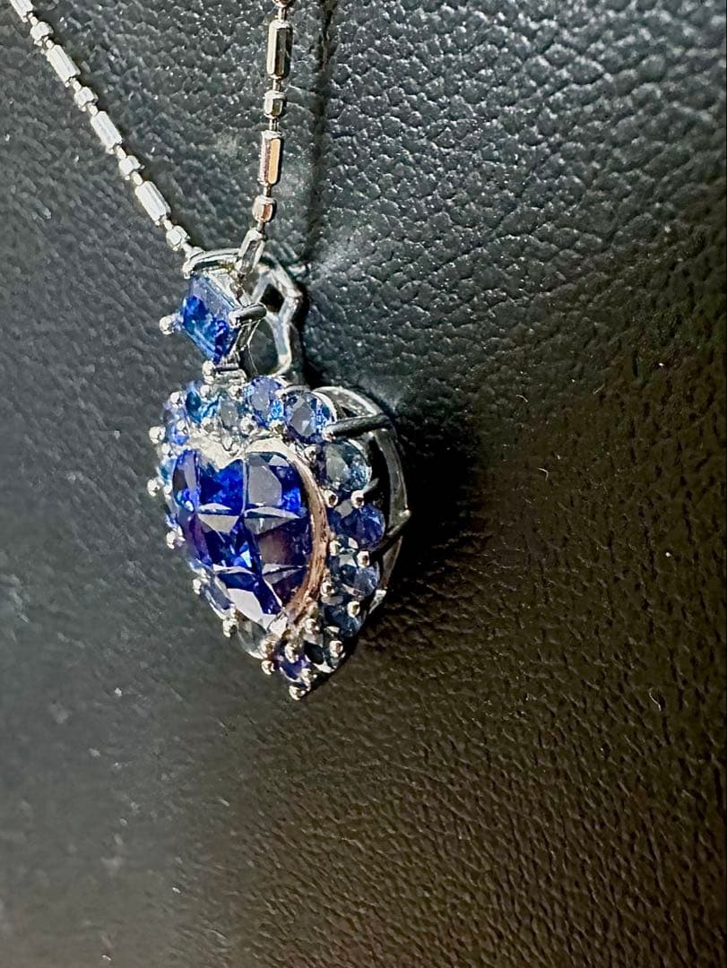 GSTV k18サファイアミステリーセッティングハートペンダントトップ新品未使用