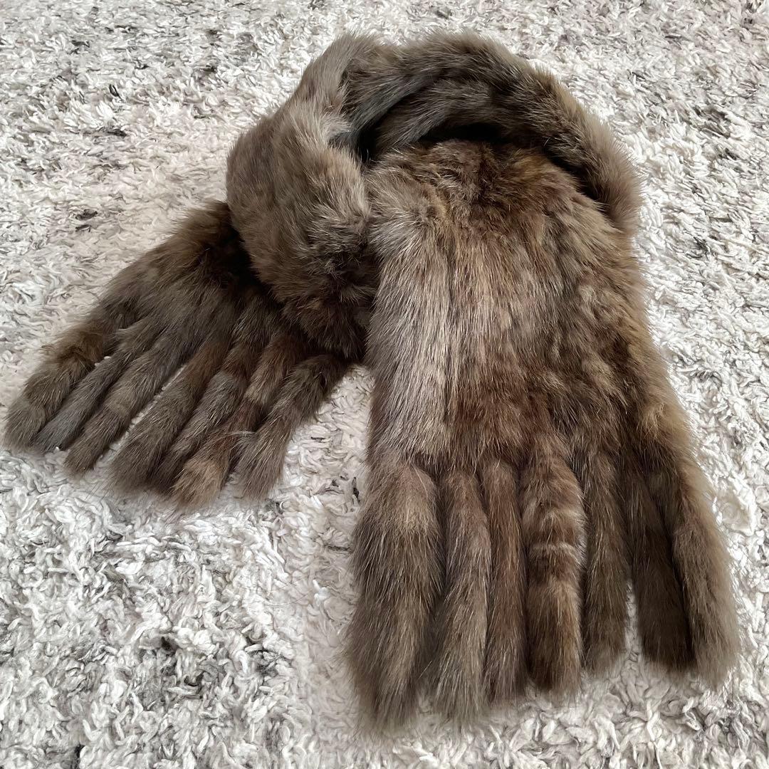 ★定価38万円★ロシアンセーブル マフラー ダークブラウン 毛皮 リアルファー