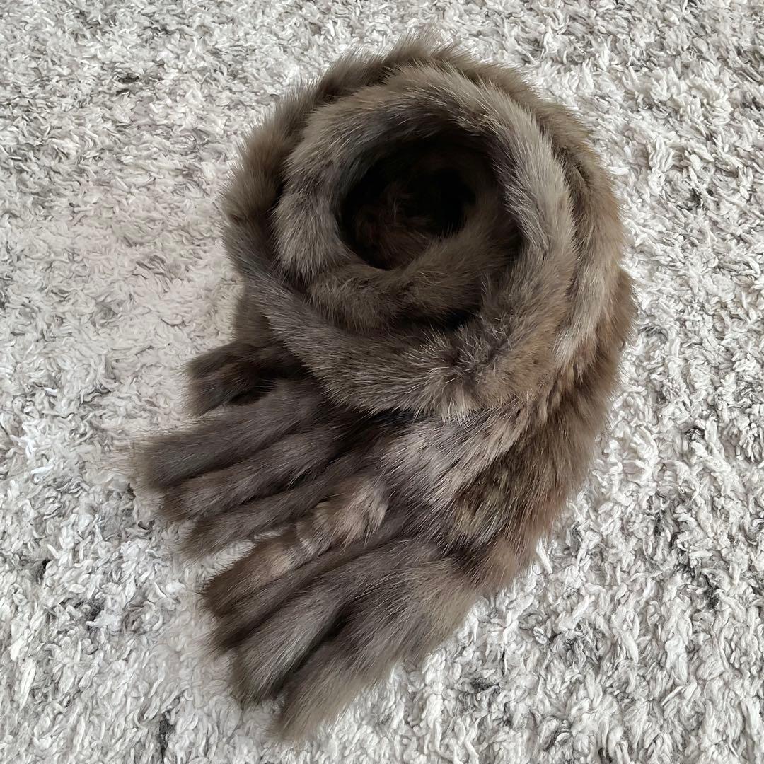 ★定価38万円★ロシアンセーブル マフラー ダークブラウン 毛皮 リアルファー