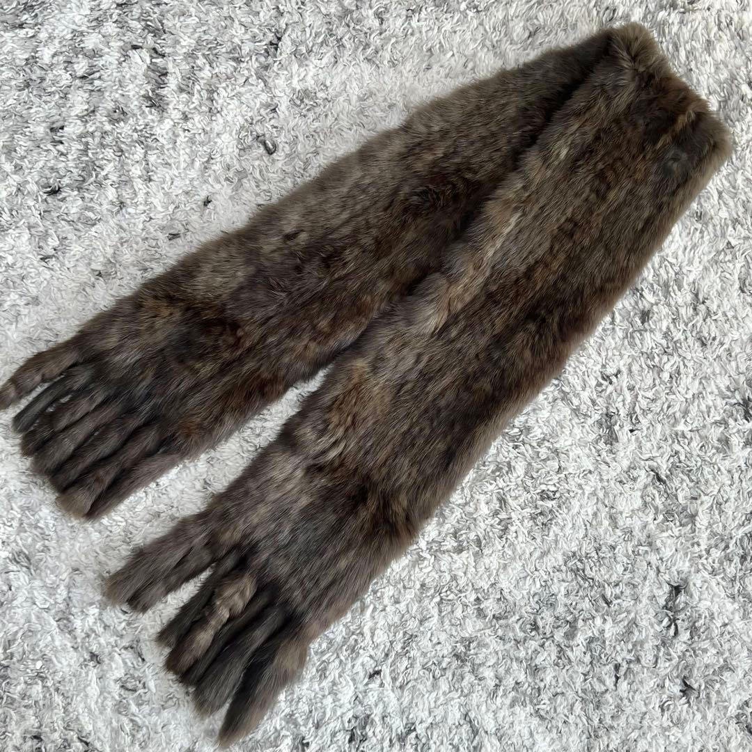 ★定価38万円★ロシアンセーブル マフラー ダークブラウン 毛皮 リアルファー