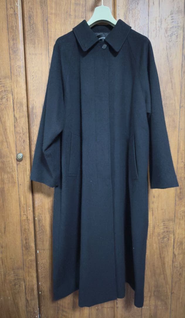 ウール混バルマカーンコート　ロングコート　ミズイロインド