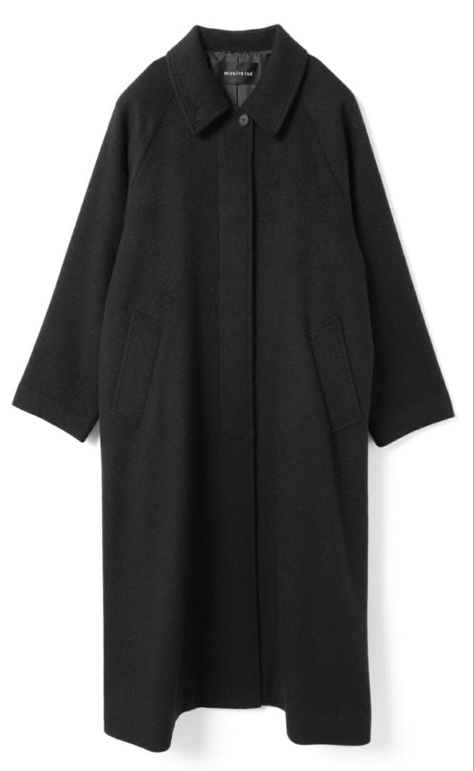 ウール混バルマカーンコート　ロングコート　ミズイロインド