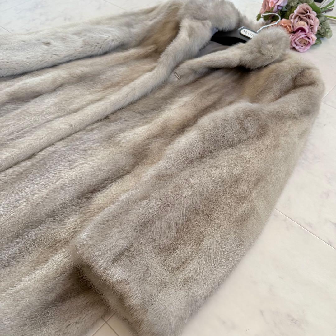 希少 サファイアミンク リバーシブル リアルファーコート ショールカラー 毛皮