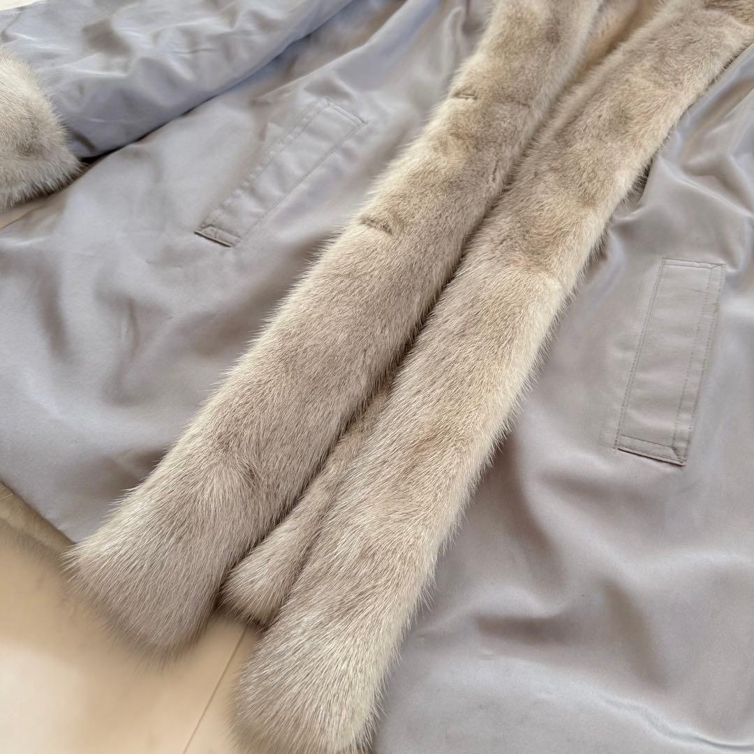 希少 サファイアミンク リバーシブル リアルファーコート ショールカラー 毛皮