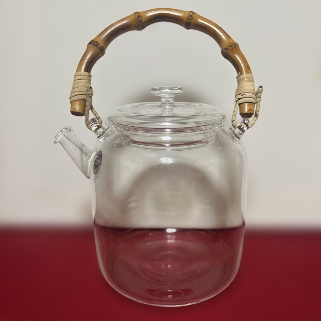 スタジオプレパ　吹きガラス　ガラスポット　持ち手バンブー