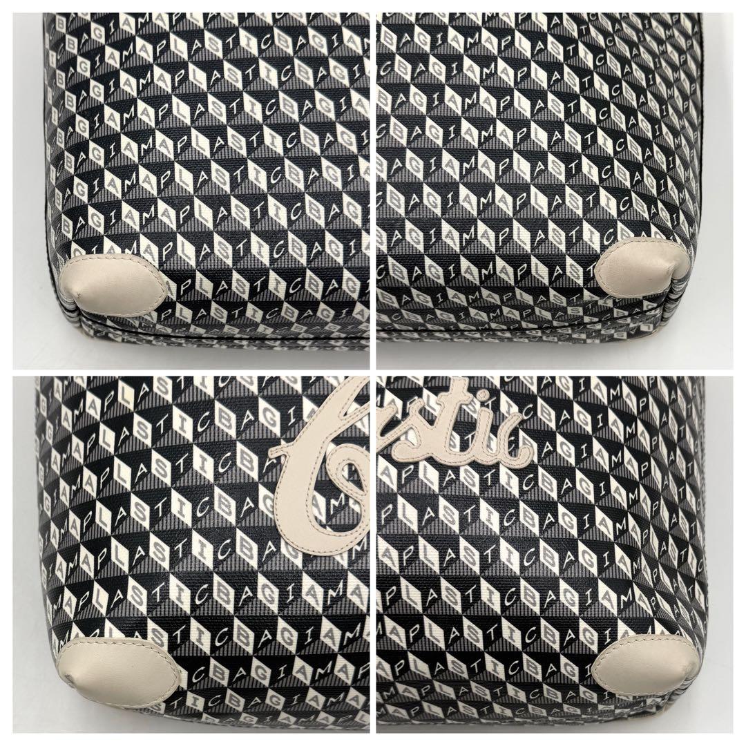 【美品】アニヤハインドマーチ プラスチックバッグ デカロゴ モノグラム ブラック