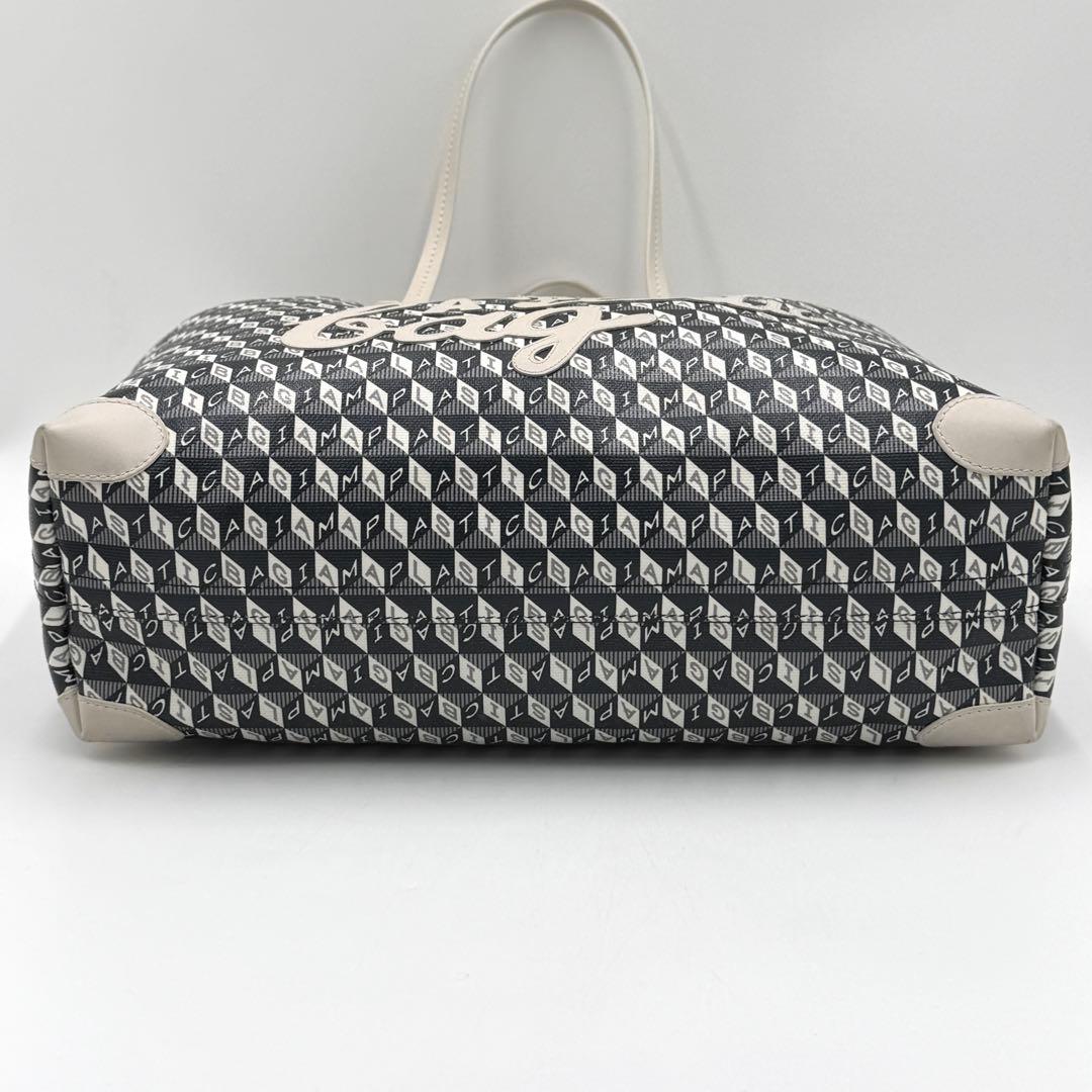 【美品】アニヤハインドマーチ プラスチックバッグ デカロゴ モノグラム ブラック