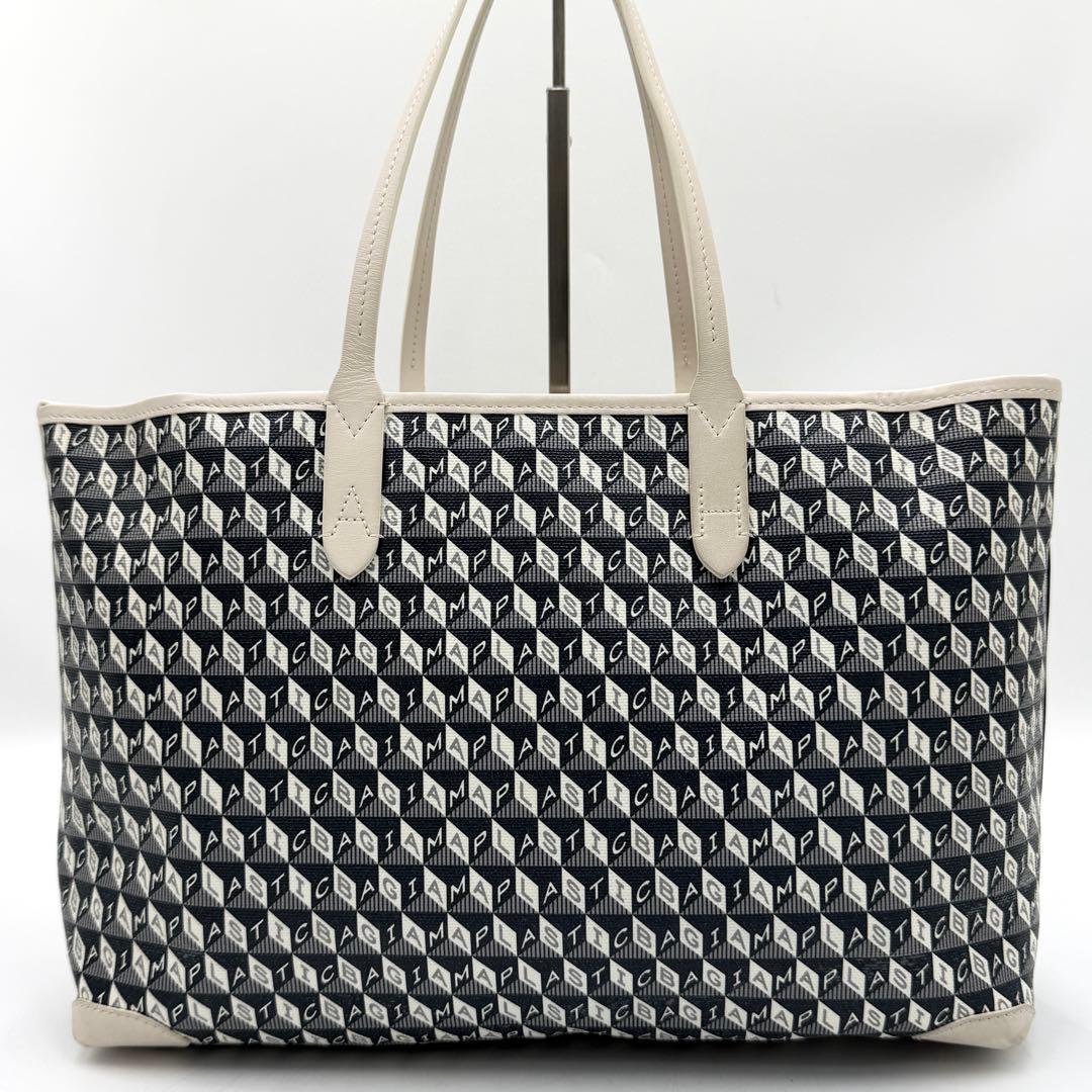 【美品】アニヤハインドマーチ プラスチックバッグ デカロゴ モノグラム ブラック