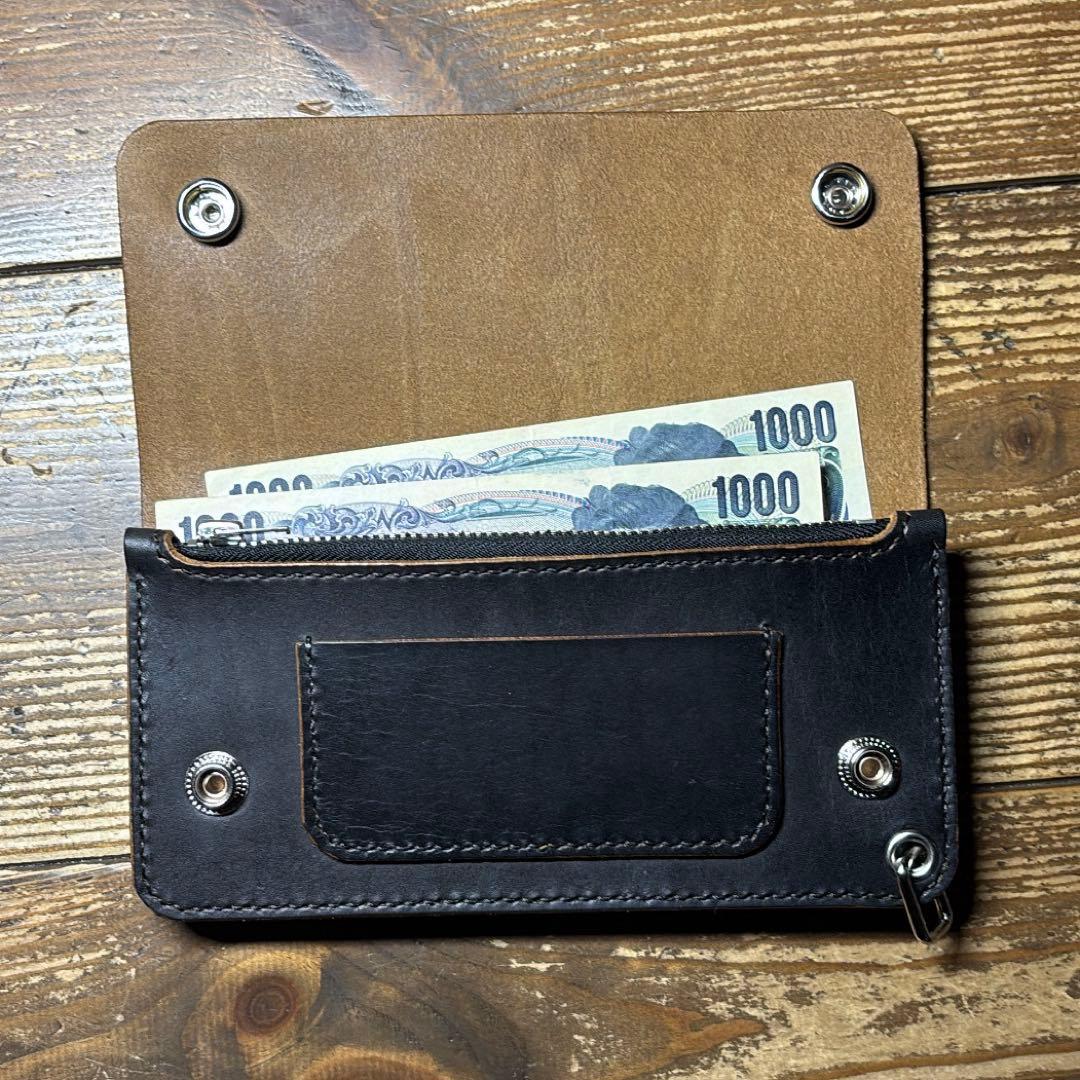 茶芯トラッカーウォレット ハンドメイド