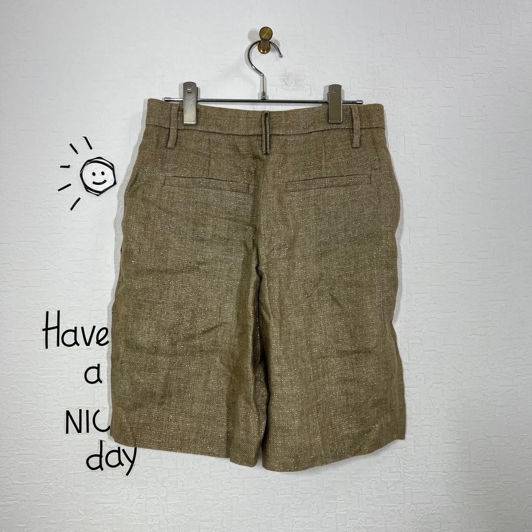 ブルネロクチネリ ハーフパンツ(L相当)リネン イタリア製 ツータック ラメ