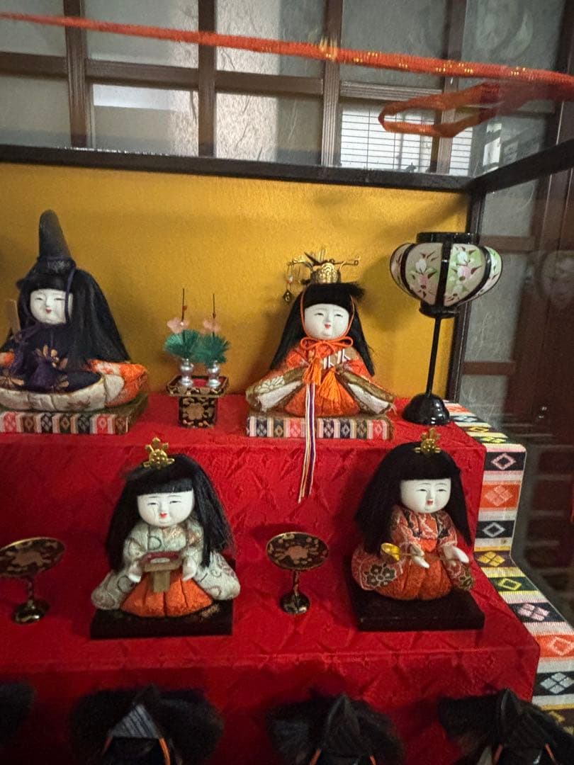 昭和レトロ・可愛い木目込み　雛人形セット 5段15体 ガラスケース付き