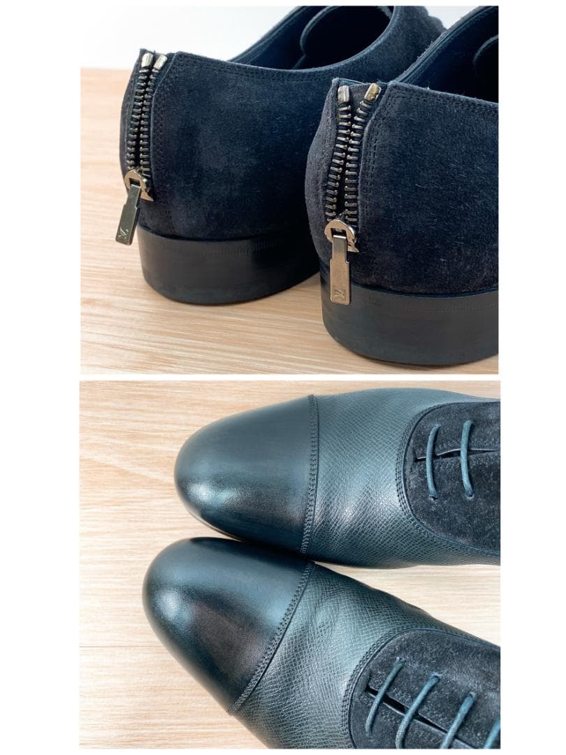 ルイヴィトン タイガ ビジネスシューズ スエード レザー コンビ 黒 26.5㎝