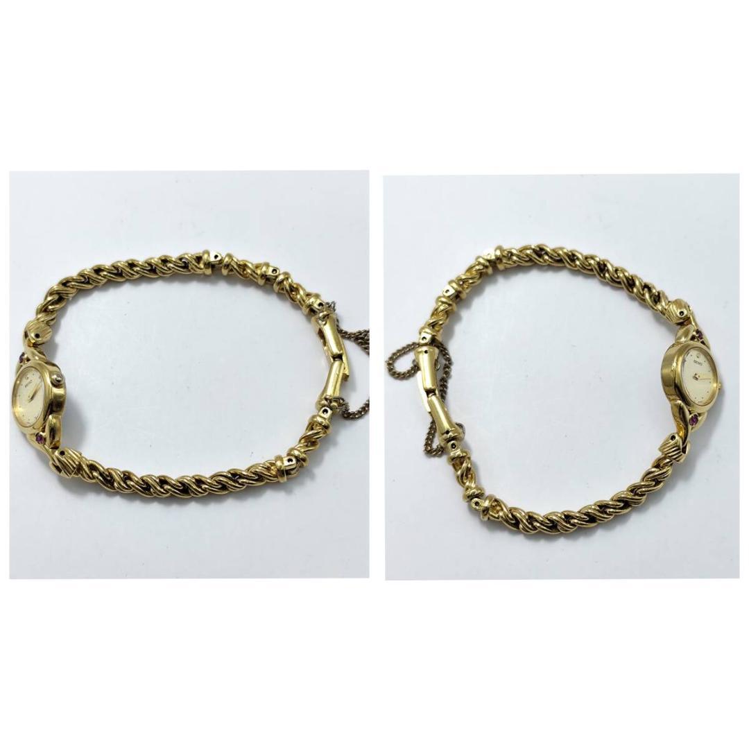 稼働 希少 極美品 SEIKO ゴールド ルビー ブレスレット 腕時計 クォーツ