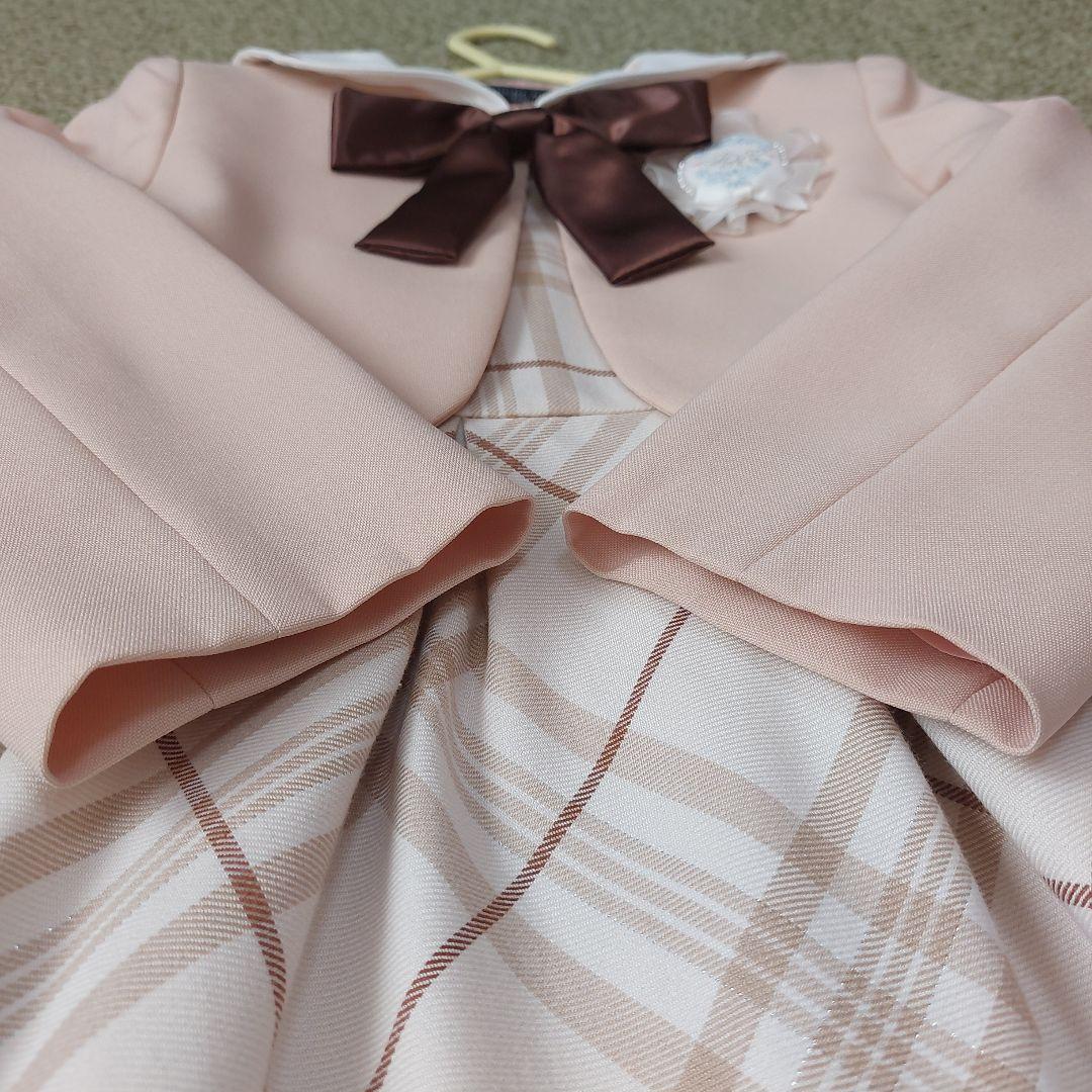 120size ベージュ×チェック 入学 卒園 発表会 セレモニー フォーマル