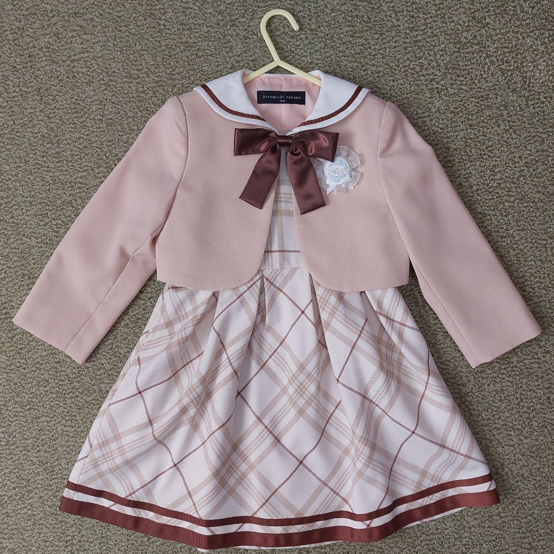 120size ベージュ×チェック 入学 卒園 発表会 セレモニー フォーマル
