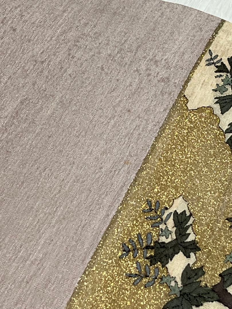 未使用 両面袋帯 長尺474cm 鶴牡丹山水小鳥文 金彩