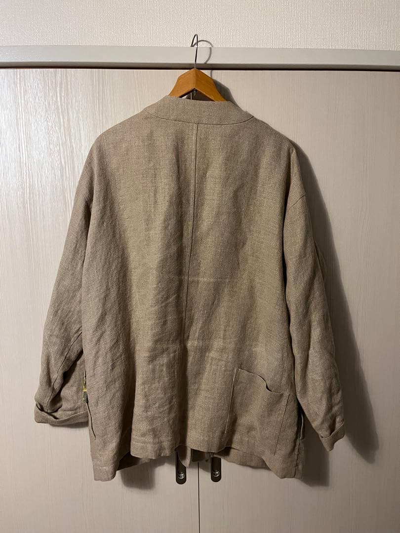 CATHRI ベージュ リネンノーカラージャケット