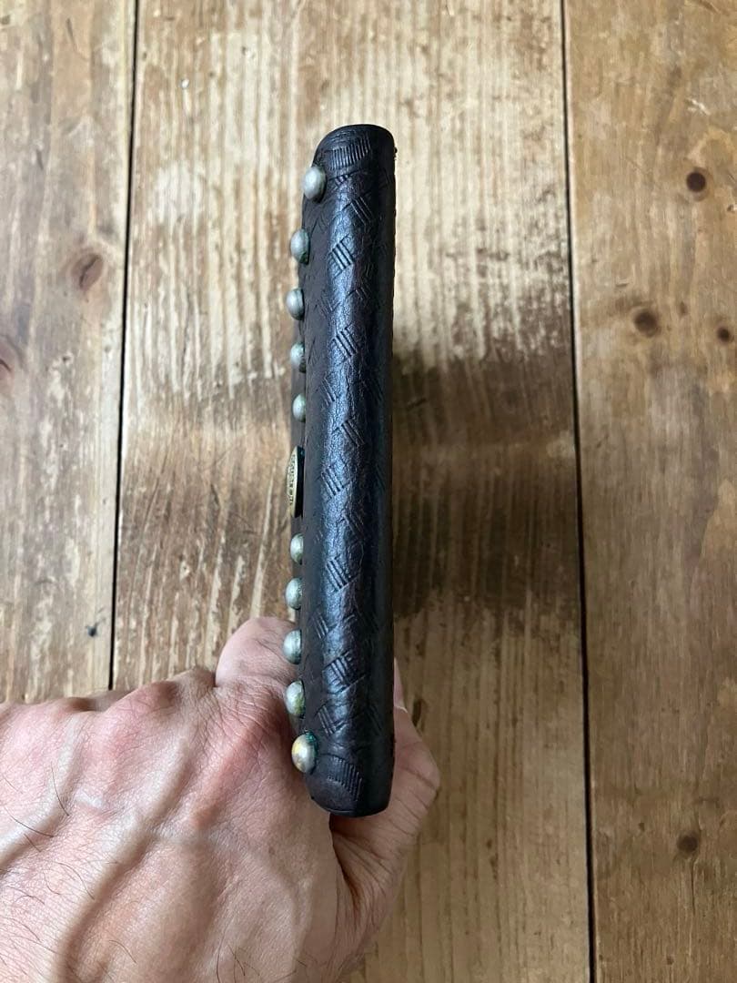 RRL DOUBLERL スタッズ 折り畳み財布 黒 レザー ダブルアールエル