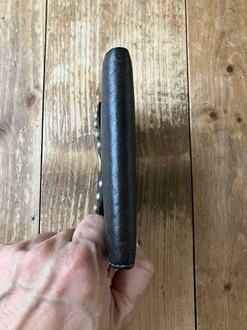 RRL DOUBLERL スタッズ 折り畳み財布 黒 レザー ダブルアールエル