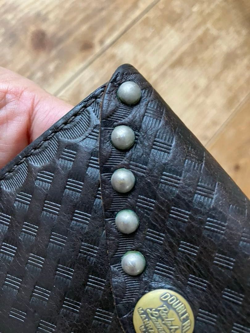 RRL DOUBLERL スタッズ 折り畳み財布 黒 レザー ダブルアールエル