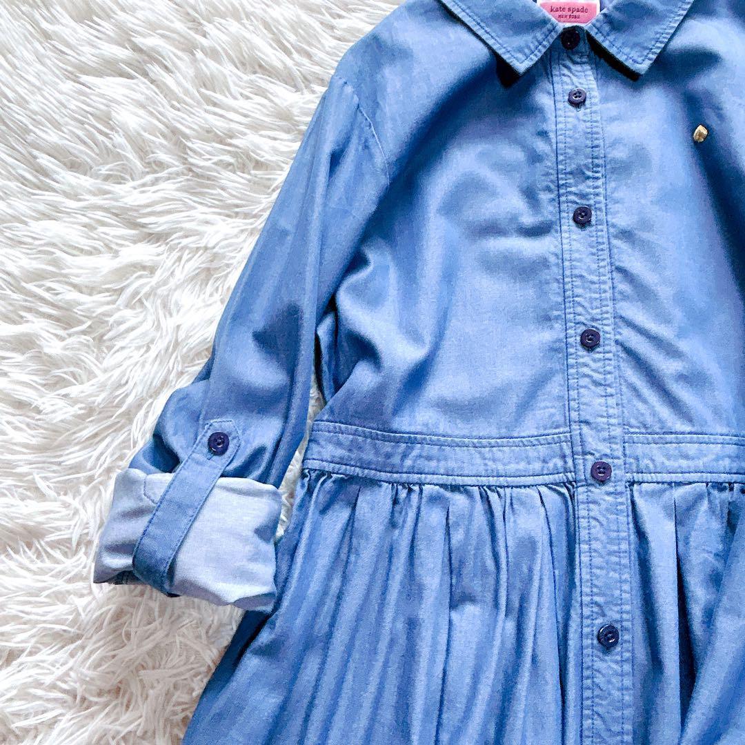 【美品】kate spade　デニムシャツワンピース　近年モデル　青　160／S