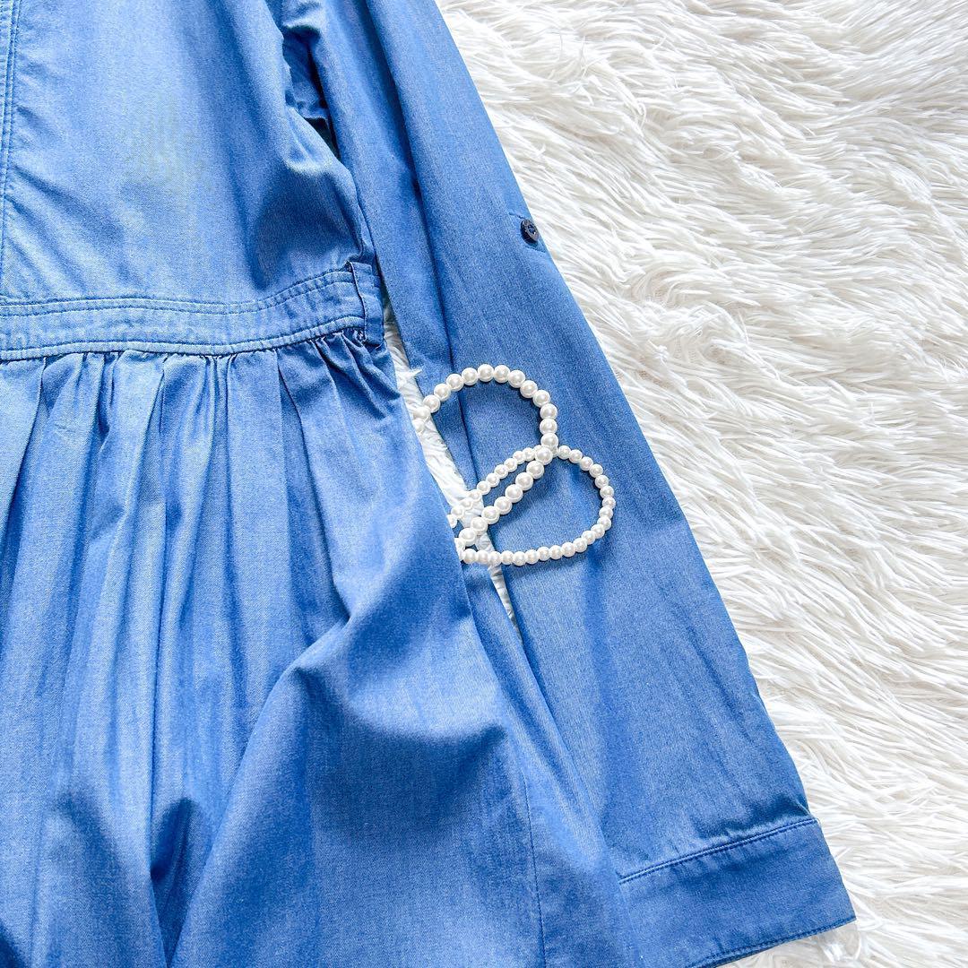 【美品】kate spade　デニムシャツワンピース　近年モデル　青　160／S