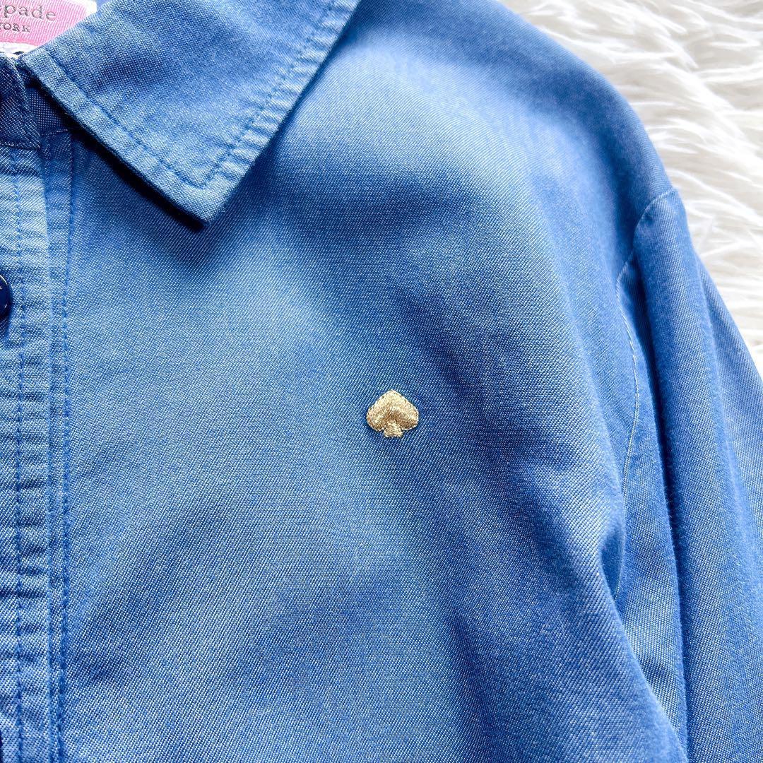 【美品】kate spade　デニムシャツワンピース　近年モデル　青　160／S