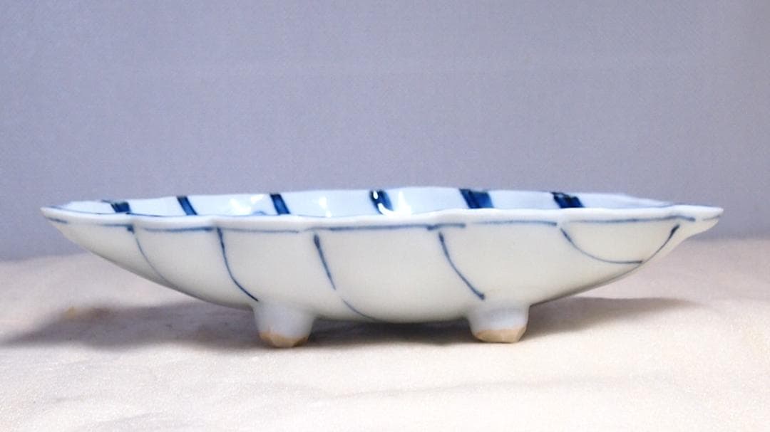 【未使用】高橋芳宣 染付葉型向付 7客 葉文向附 銘々皿/菓子皿 茶道具 食器